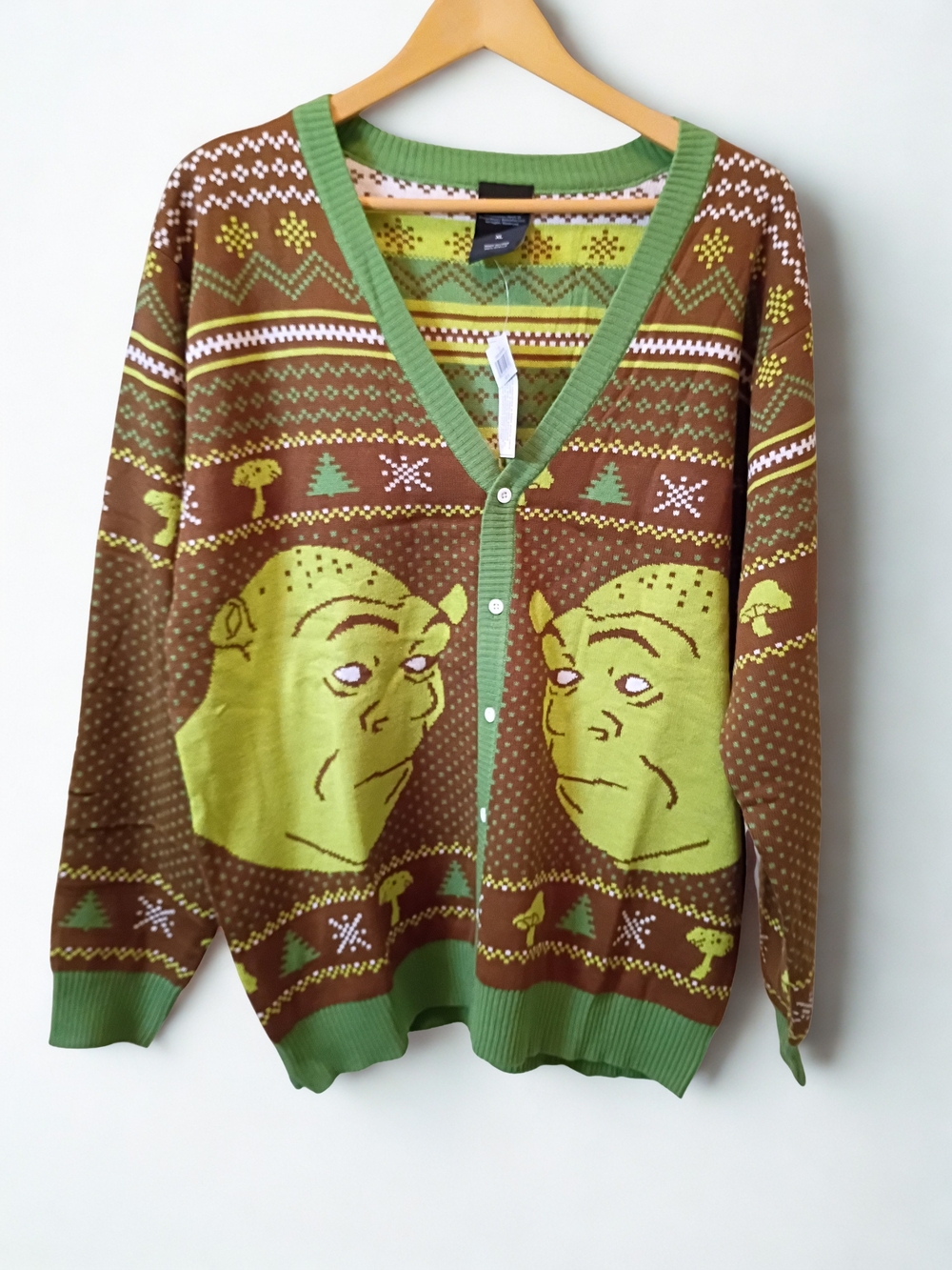 Dreamworks Shrek Ugly Christmas Sweater Button Up Cardigan Size XL New With Tags